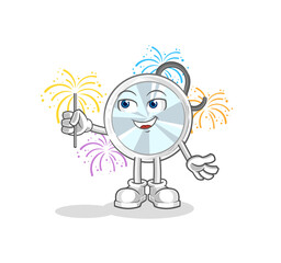 stethoscope with fireworks mascot. cartoon vector