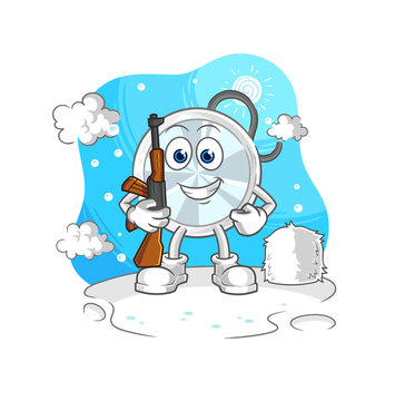stethoscope soldier in winter. character mascot vector