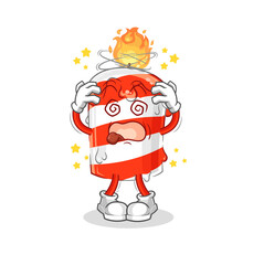 birthday candle dizzy head mascot. cartoon vector