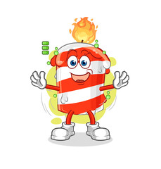 Obraz premium birthday candle full battery character. cartoon mascot vector