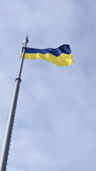 waving the flag of Ukraine on the flagpole