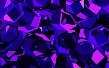 Dark Purple vector background with set of hexagons.