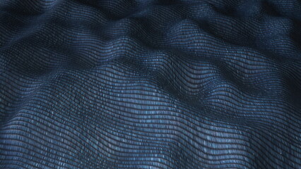 Blue wave fabric. Computer generated 3d render