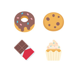 Sweet food vector isolated icon set
