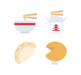 Asian food vector isolated icon set
