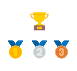 Trophy and sports medal vector icon set