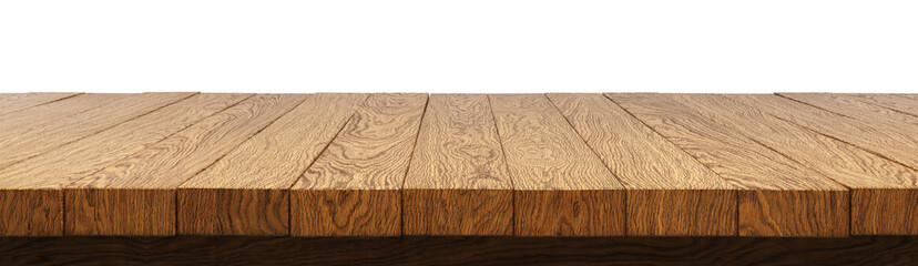 Oak-tree wooden table on a white background. 3d illustration