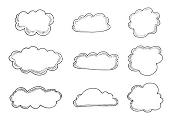 clouds vector hand drawn sketch