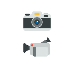 Photo and video camera vector isolated icon set