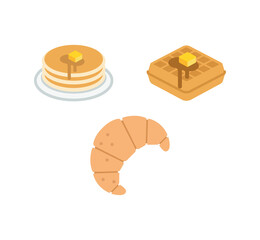 Breakfast bakery vector isolated icon set