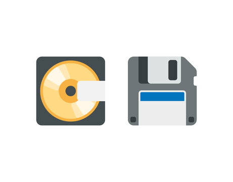 Floppy and CD disck vector isolated icon set