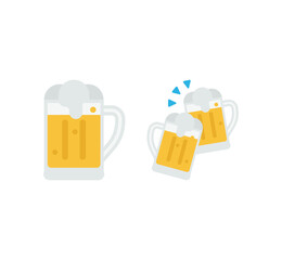 Beer mugs vector isolated icon set