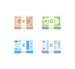 Banknotes vector isolated icon set