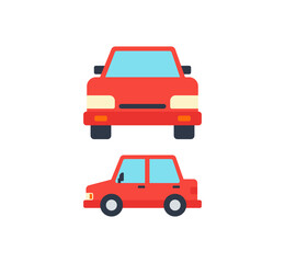 Red car vector isolated icon set