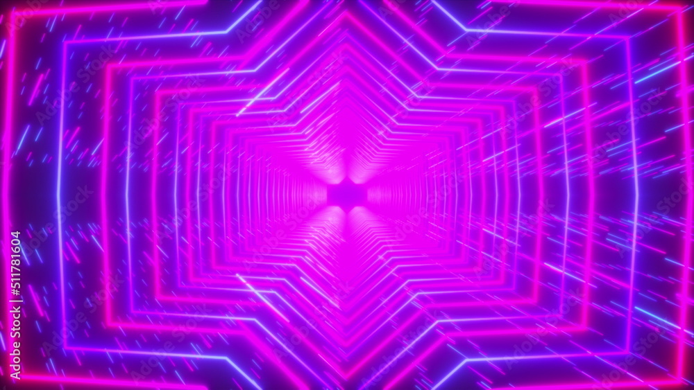 Poster neon tunnel. computer generated 3d render