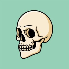 Skull facing right Illustration Cartoon Vector
