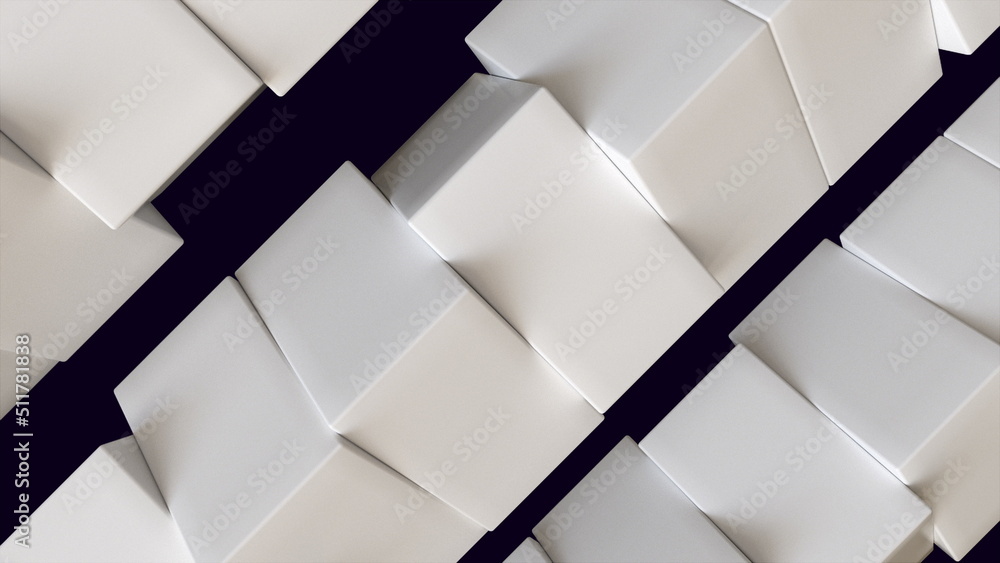 Poster rotation white blocks. computer generated 3d render