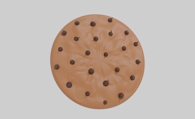 Fototapeta premium Chocolate chip cookie 3d render fast food concept template