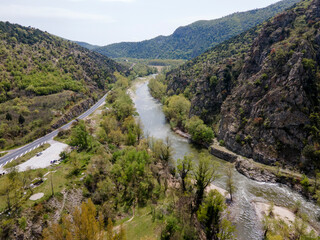 Fototapeta premium Aerial view of Kresna Gorge, Bulgaria