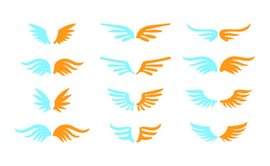 Fototapeta na wymiar set of colorful vector wings