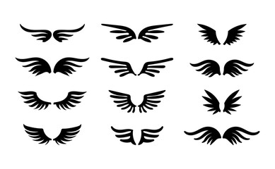 Fototapeta na wymiar set of black vector wings