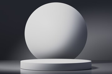 Modern white podium for product showcase. Cylinder shape pedestal. Background display. Empty stage. 3d render 