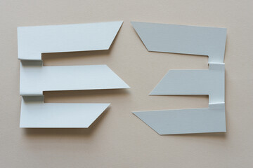 gray paper stripe objects with folded accents