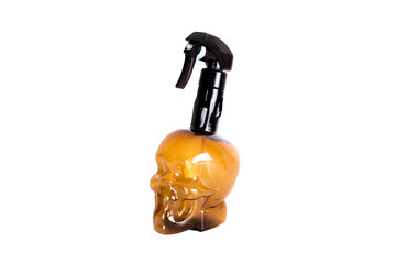 Brown skull spray bottle, Blank barber trigger hair spray bottle. Cosmetic for hair salon concept....