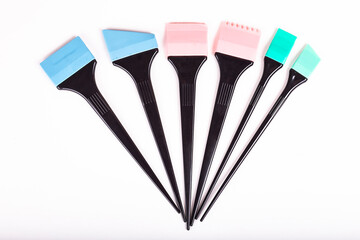 hairdresser paint brush different size and color