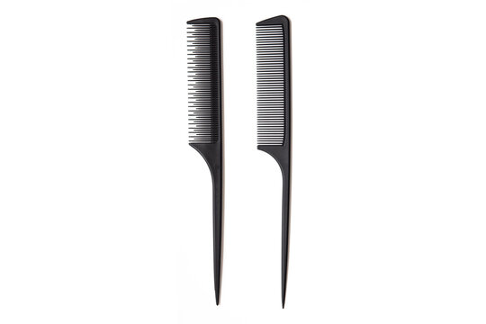 Plastic Skewer Carbon Crepe Comb duo, for hairdressers barbershop, isolated on white background, black color