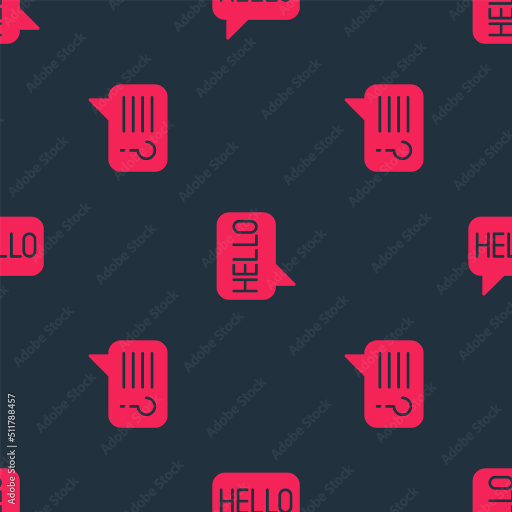 Poster set unknown search and hello in different languages on seamless pattern. vector