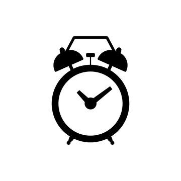 Alarm Clock Silhouette Vector Image. Best Alarm Clock Icon Illustration On White Background