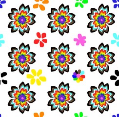 flower Rainbow colorful on white isolated background.pattern for pride month.Lgbtq texture.decorated giftwrap,card ,fabric,wallpaper.