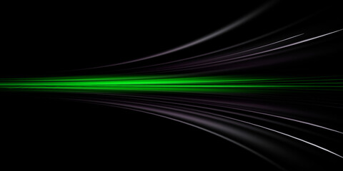 Abstract green wave on a black background	