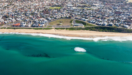 Merewether Beach - Aerial view of one of Newcastle inner city beaches. This area is desirable place to live