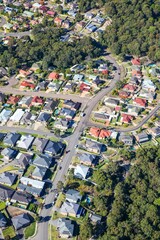 Aerial View Australian Residential Area - Newcastle NSW showing typical Australian suburb