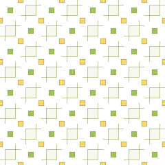 Vector seamless abstract geometric pattern, with green and yellow squares on a white background. This is a simple but nice texture for fabrics and paper.
