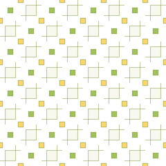 Vector seamless abstract geometric pattern, with green and yellow squares on a white background. This is a simple but nice texture for fabrics and paper.