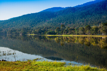 Fototapeta premium Huay Tueng Thao Reservoir in Chiang Mai Province