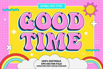 Good Time editable text effect trendy cartoon style
