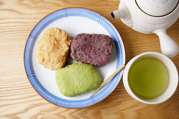 三色おはぎ　和菓子