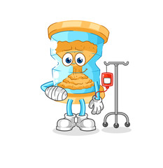 Obraz premium hourglass sick in IV illustration. character vector