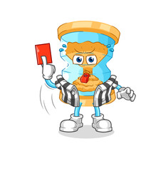 Obraz premium hourglass referee with red card illustration. character vector