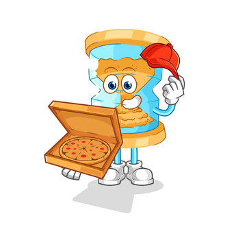 recommend clip art: hourglass pizza delivery boy vector. cartoon character