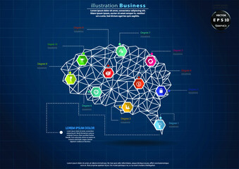 Illustration business.design modern  idea and concept think creativity. for brainstorm,Social network,success,plan,think,search,analyze,communicate, futuristic idea innovation technology.