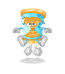 hourglass fart jumping illustration. character vector