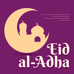 Eid Al Adha greeting card with purple background