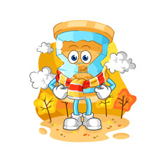 hourglass in the autumn. cartoon mascot vector