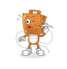 suitcase head with paper plane character. cartoon mascot vector