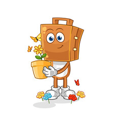 suitcase head with a flower pot. character vector